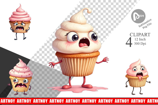 Panic Cupcake Clipart Sublimation artnoy 