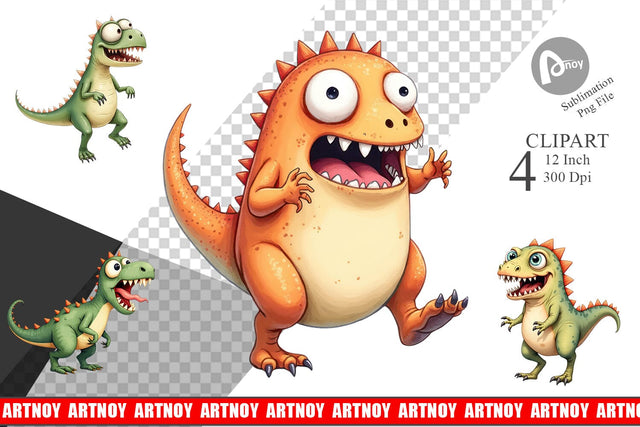 Panic Dino Clipart Sublimation artnoy 