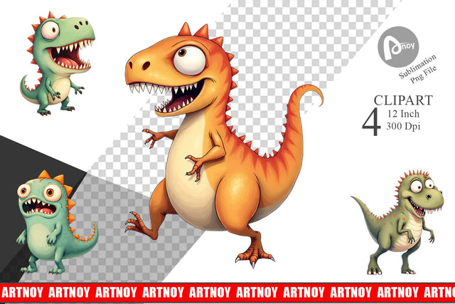 Panic Dino Clipart Sublimation artnoy 