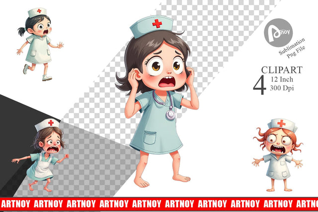 Panic Nurse Clipart Sublimation artnoy 
