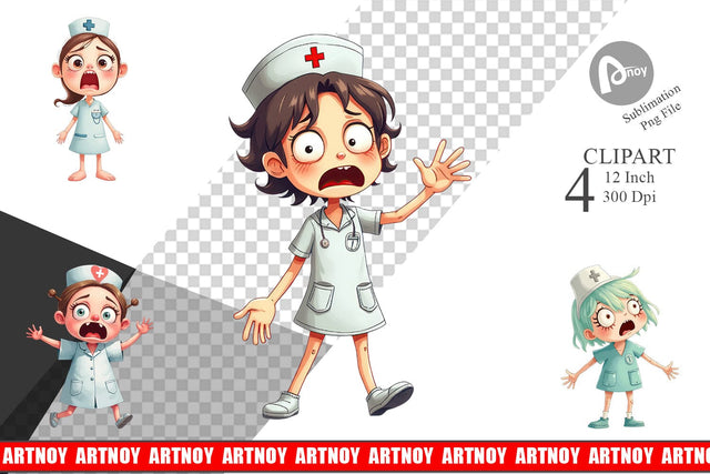 Panic Nurse Clipart Sublimation artnoy 
