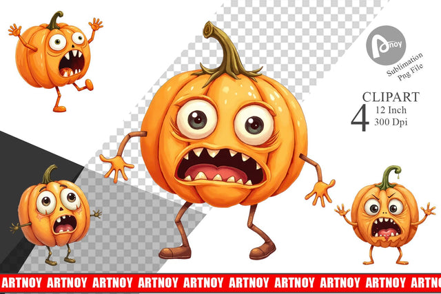 Panic Pumpkin Clipart Sublimation artnoy 
