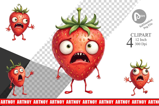 Panic Strawberry Clipart Sublimation artnoy 