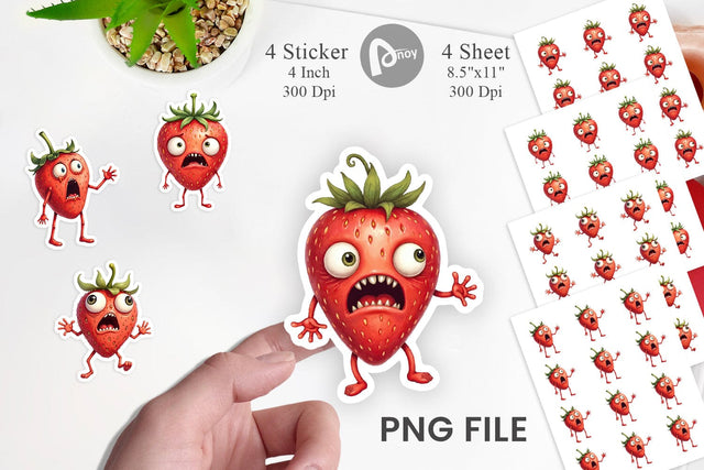 Panic Strawberry Sticker Sublimation artnoy 