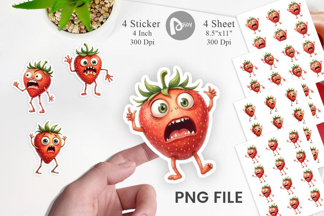 Panic Strawberry Sticker Sublimation artnoy 