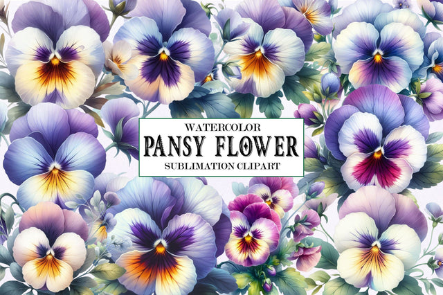 Pansy Flower Clipart Bundle PNG Sublimation SVGista 