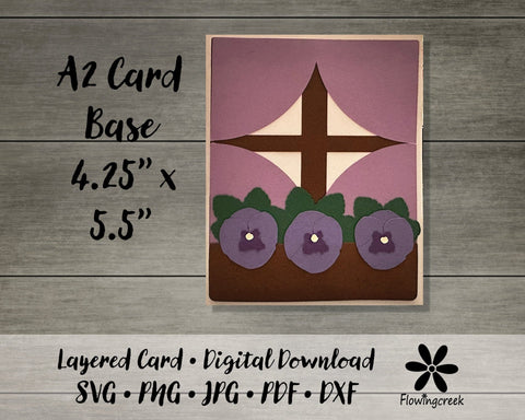 Pansy Flower Window Box 3D Layered Greeting Card SVG Cut File for All Occasions, Birthday, Thank You, or Note Card 3D Paper Flowingcreek 