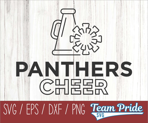 Panthers Cheer Line Art SVG Digital Download Printable - SVG, EPS, DXF, PNG SVG Team Pride SVG 