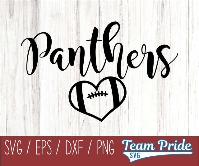 Panthers Football Heart SVG Digital Download Printable - SVG, EPS, DXF, PNG SVG Team Pride SVG 