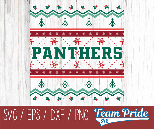 Panthers Ugly Christmas Sweater Festive Holiday Design SVG, EPS, DXF, PNG SVG Team Pride SVG 