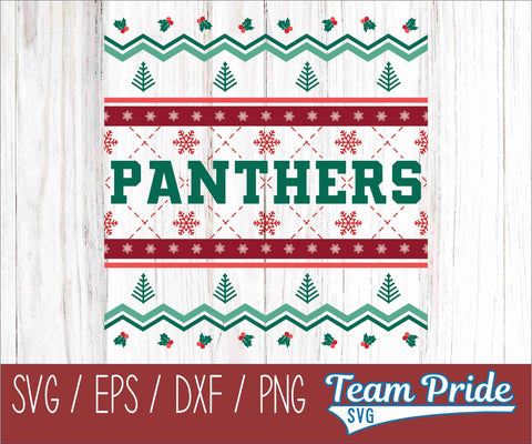 Panthers Ugly Christmas Sweater Festive Holiday Design SVG, EPS, DXF, PNG SVG Team Pride SVG 