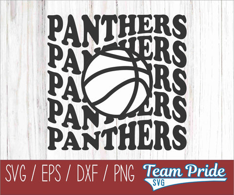 Panthers Vintage Wave Basketball SVG Digital Download Printable - SVG, EPS, DXF, PNG SVG Team Pride SVG 