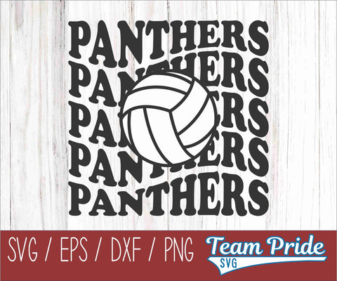 Panthers Volleyball Retro Wave SVG Digital Download Printable - SVG, EPS, DXF, PNG SVG Team Pride SVG 