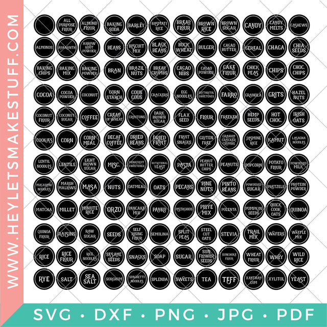 Pantry Label Files - 144 Labels SVG Hey Let's Make Stuff 
