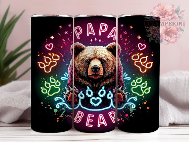 Papa Bear 20oz Tumbler Wrap PNG, Father's Day Tumbler PNG Sublimation Design, Straight & Tapered Tumbler Wrap, Instant Digital Download Sublimation Li Zamperini 