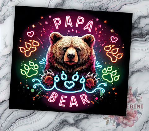 Papa Bear 20oz Tumbler Wrap PNG, Father's Day Tumbler PNG Sublimation Design, Straight & Tapered Tumbler Wrap, Instant Digital Download Sublimation Li Zamperini 