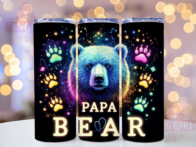 Papa Bear 20oz Tumbler Wrap Sublimation Design, Straight Tapered Tumbler Wrap, Father's Day Tumbler Png, Instant Digital Download Sublimation SvggirlplusArt 