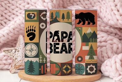 Papa Bear 20oz Tumbler Wrap Sublimation DesignSVG 