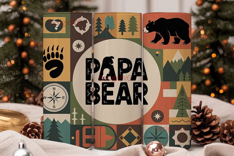 Papa Bear 20oz Tumbler Wrap Sublimation DesignSVG 