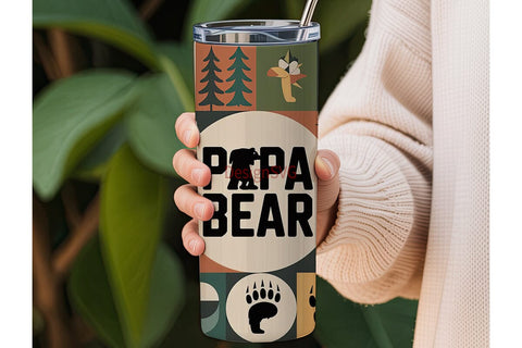 Papa Bear 20oz Tumbler Wrap Sublimation DesignSVG 