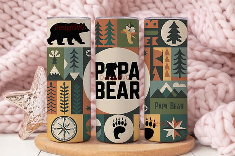 Papa Bear 20oz Tumbler Wrap Sublimation DesignSVG 