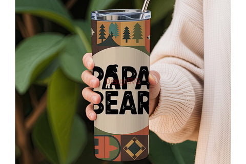 Papa Bear 20oz Tumbler Wrap Sublimation DesignSVG 