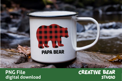 Papa Bear Buffalo Plaid PNG | Creative Bear Studio Sublimation Creative Bear Studio 