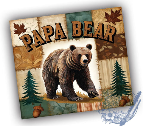 Papa Bear, Dad Tumbler, Father's Day Gift, 20oz Sublimation, Father's Day Designs, Dad Life, Family Drinkware, Cute Tumbler Wraps Sublimation ToriDesigns 