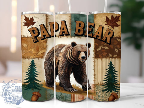 Papa Bear, Dad Tumbler, Father's Day Gift, 20oz Sublimation, Father's Day Designs, Dad Life, Family Drinkware, Cute Tumbler Wraps Sublimation ToriDesigns 