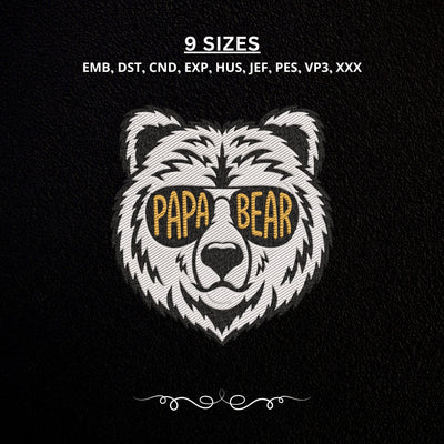 Papa Bear Embroidery Design – White Bear With Sunglasses Machine Embroidery File, Dad Grandpa Father Gift Embroidery/Applique DESIGNS PatternFeed8 