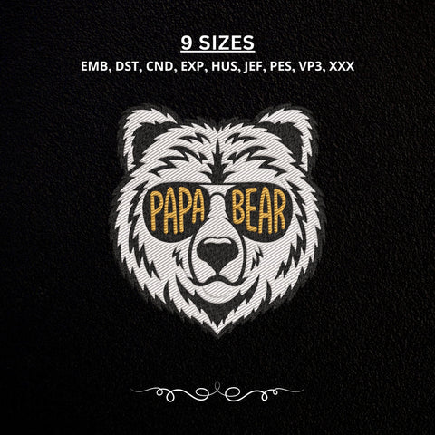 Papa Bear Embroidery Design – White Bear With Sunglasses Machine Embroidery File, Dad Grandpa Father Gift Embroidery/Applique DESIGNS PatternFeed8 