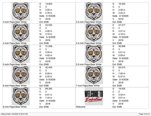 Papa Bear Embroidery Design – White Bear With Sunglasses Machine Embroidery File, Dad Grandpa Father Gift Embroidery/Applique DESIGNS PatternFeed8 