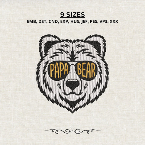 Papa Bear Embroidery Design – White Bear With Sunglasses Machine Embroidery File, Dad Grandpa Father Gift Embroidery/Applique DESIGNS PatternFeed8 