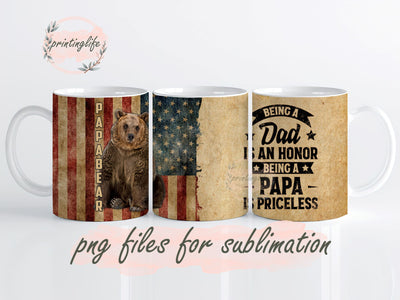 Papa Bear Tumbler Being A Dad Is An Honor Being A Papa Is Priceless Daddy Son Daughter Wife Mug Wrap Design, Instant Digital Design Download Mug Wrap Design, Mug Design PNG Sublimation PrintingLife 