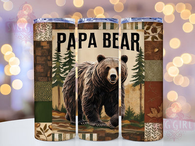 Papa Bear Tumbler, Father's Day Gift, Dad Tumbler Design, 20oz PNG Wrap, Dad Life Art, Sublimation Wrap, Family Graphics, Cute Tumbler Design Sublimation SvggirlplusArt 