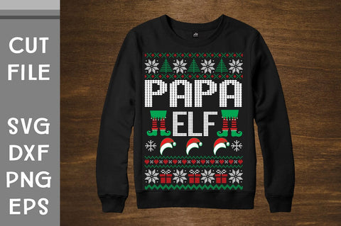 Papa Elf Ugly Sweater design SVG Svgcraft 