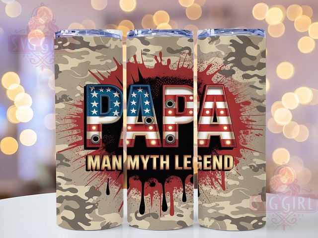 Papa Patriotic Legend Tumbler Wrap, Father's Day Gift, Patriotic Dad Gift, Man Myth Legend, American Flag Tumbler, Grandfather Present, Papa Bear Design Sublimation SvggirlplusArt 