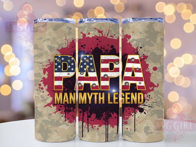 Papa Patriotic Legend Tumbler Wrap, Father's Day Gift, Patriotic Dad Gift, Man Myth Legend, American Flag Tumbler, Grandfather Present, Papa Bear Design Sublimation SvggirlplusArt 