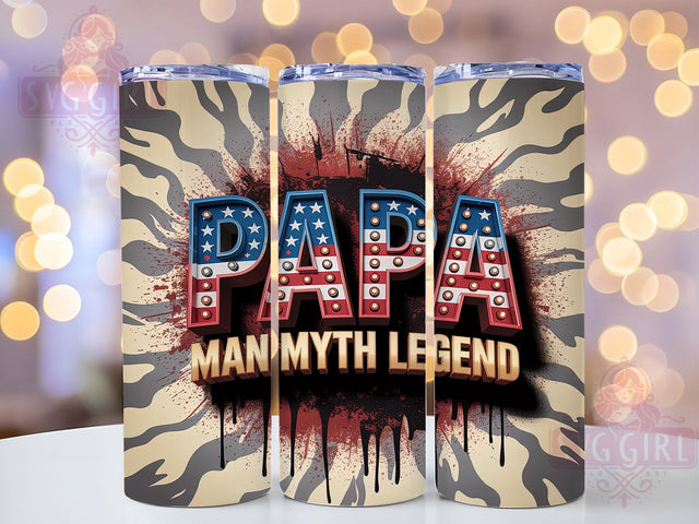 Papa Patriotic Legend Tumbler Wrap, Father's Day Gift, Patriotic Dad Gift, Man Myth Legend, American Flag Tumbler, Grandfather Present, Papa Bear Design Sublimation SvggirlplusArt 