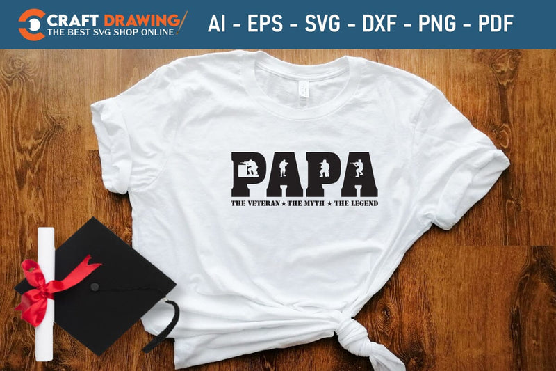 Papa The Veteran Svg, Military Svg, Patriotic Svg, Veteran Png, Soldier Svg, Army Svg, Veterans Day Svg - Printable, Cricut & Silhouette Files SVG Debashish Barman 