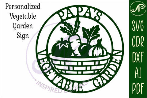 Papa's Vegetable Garden Sign SVG, Laser Cut Vegetable Gar SVG APInspireddesigns 