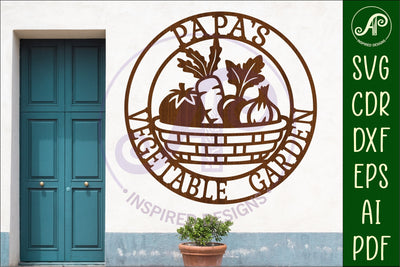 Papa's Vegetable Garden Sign SVG, Laser Cut Vegetable Gar SVG APInspireddesigns 