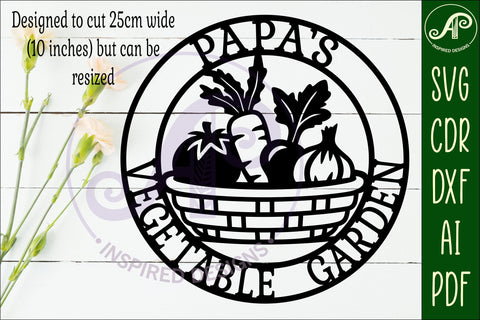 Papa's Vegetable Garden Sign SVG, Laser Cut Vegetable Gar SVG APInspireddesigns 