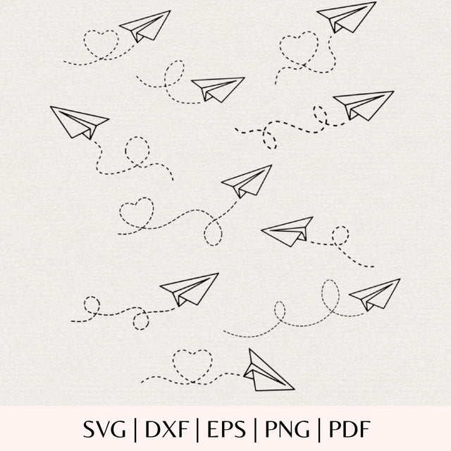 Paper Airplane SVG Bundle - Heart Plane Route Cut File for Cricut - Dashed Travel Lines Love Trip Clipart Vector SVG DreamingSVG 