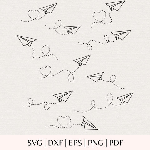 Paper Airplane SVG Bundle - Heart Plane Route Cut File for Cricut - Dashed Travel Lines Love Trip Clipart Vector SVG DreamingSVG 