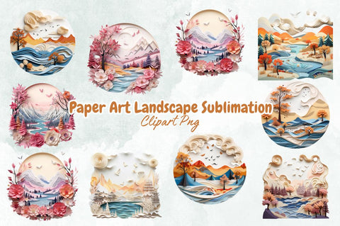 Paper Art Landscape Sublimation Bundle Sublimation Designangry 