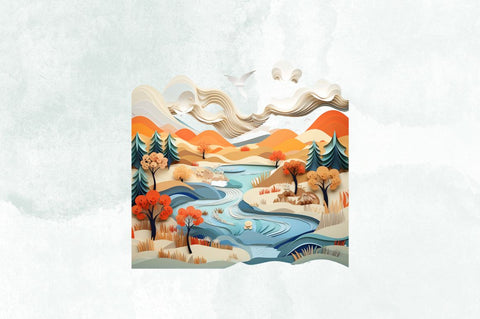 Paper Art Landscape Sublimation Bundle Sublimation Designangry 
