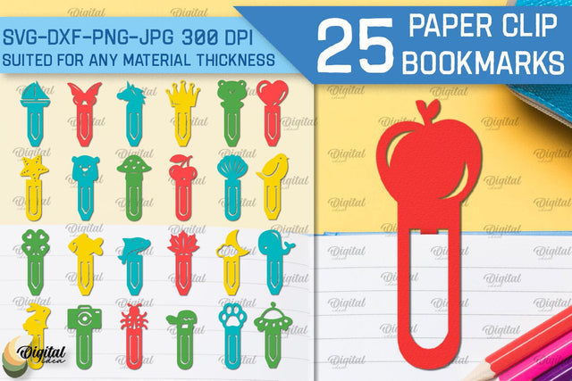 Paper Clip Bookmarks SVG Bundle. Bookmarks Clip Template SVG SVG Evgenyia Guschina 