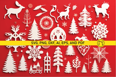 Paper Cut Christmas Element SVG Bundle SVG MD JOYNAL ABDIN 