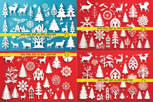 Paper Cut Christmas Element SVG Bundle SVG MD JOYNAL ABDIN 